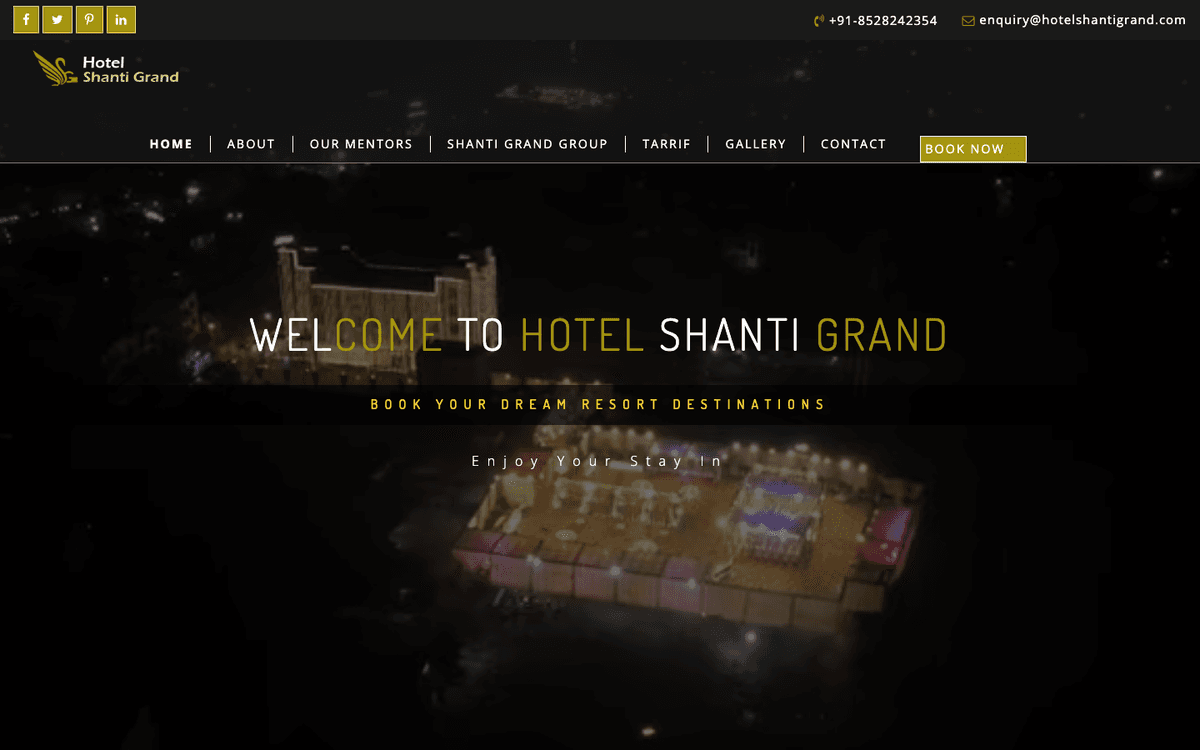 Hotel Shanti Grand website screenshot